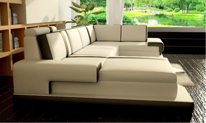 Design Big XXL Sofa w kształcie litery U Żywy krajobraz Couch Podkładka Narożnikowa kanapa Siedziba Ustawić