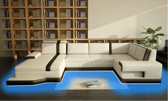 Design Big XXL Sofa w kształcie litery U Żywy krajobraz Couch Podkładka Narożnikowa kanapa Siedziba Ustawić