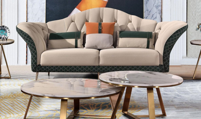 Designerska Sofa Obcios Sofa Podkładka Ustawić 6-częściowa. Zestaw Skóra stolik kawowy
