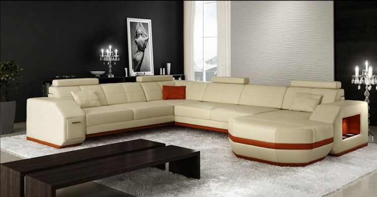 Design Sofa z USB Couch Podkładka Narożnikowa kanapa Żywy krajobraz Skórzana sofa Zestaw narożny