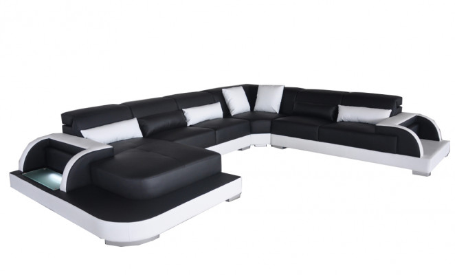 Skóra Sofa z USB Żywy krajobraz Narożnik Ustawić Design Nowoczesne sofy UForm Couches