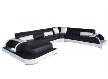 Skóra Sofa z USB Żywy krajobraz Narożnik Ustawić Design Nowoczesne sofy UForm Couches