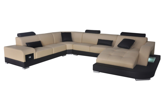 Skóra Narożnik Sofa Narożnik Żywy krajobraz Ustaw Design Nowoczesna Kanapa Nowe Sofy USB Nowość