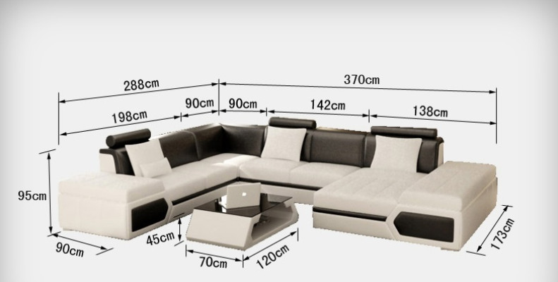 Skórzana sofa sofa kanapa Żywy krajobraz Narożnikowa kanapa Ustaw Design Modern Czarny +USB