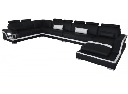 Skórzana sofa Żywy krajobraz Narożnik Ustawić Design Sofa Kształt U + Szezlong z USB L6002