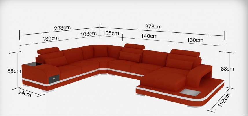 Narożnik Sofa Podkładka Kanapa Siedziba Narożnik Skóra Ustawić Nowoczesny kształt U