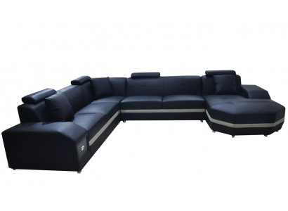 Narożnik Skóra Modern XXL Couch Żywy krajobraz Siedziba Podkładka Couchen Sofa Kształt U New