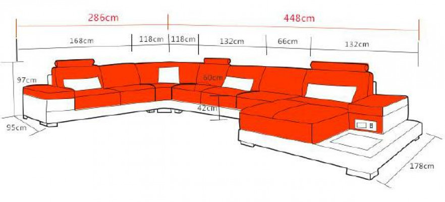 Designerska skórzana sofa XXL „Premium Comfort” z wysokiej jakości sztucznej skóry