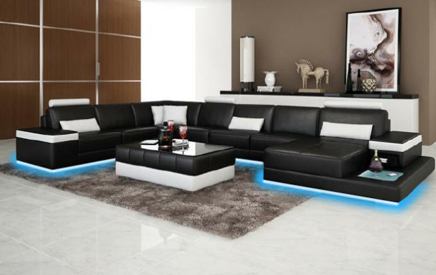 Designerska skórzana sofa XXL „Premium Comfort” z wysokiej jakości sztucznej skóry