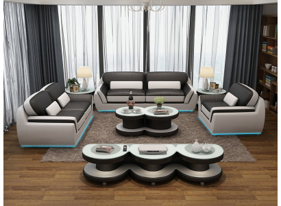 Sofa skórzana Kanapa Zestaw sofowy Nowa 3+2+1 miejsce do siedzenia Wystrój Ustaw Design Modern