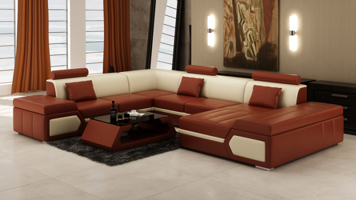 Skórzana sofa sofa kanapa Żywy krajobraz Narożnikowa kanapa Ustaw Design Modern Sofa K5013