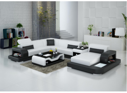 Skórzana sofa kanapa Żywy krajobraz Narożnik kanapa Narożnik Ustaw Design Modern Sofa G8006