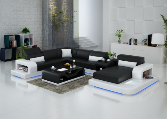 Skórzana sofa kanapa Żywy krajobraz Narożnik kanapa Narożnik Ustaw Design Modern Sofa G8006