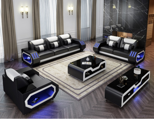 Zestaw sofowy Skóra Podkładka Kanapa Zestaw Sofa 3+2+1 miejsce do siedzenia Ustawić G8046D Kanapy