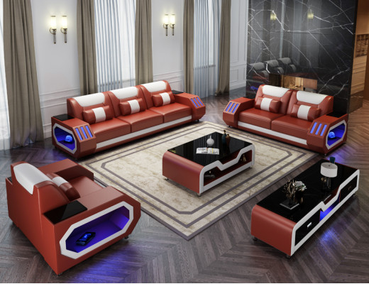 Zestaw sofowy Skóra Podkładka Kanapa Zestaw Sofa 3+2+1 miejsce do siedzenia Ustawić G8046D Kanapy
