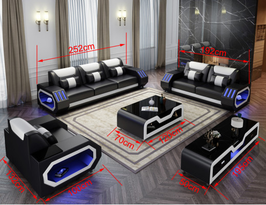 Zestaw sofowy Skóra Podkładka Kanapa Zestaw Sofa 3+2+1 miejsce do siedzenia Ustawić G8046D Kanapy