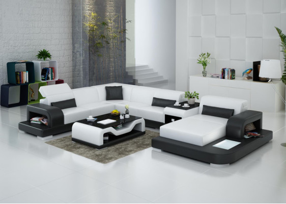 Skóra Narożnik Sofa Narożnik Żywy krajobraz Ustaw Design Modern Couch Sofy UForm G8006