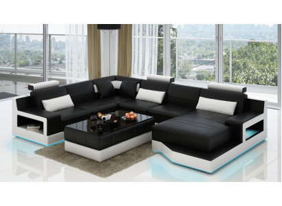 Design Skóra Żywy krajobraz Narożnik Sofa Nowoczesna Ustaw Sofa Narożnik Czarny USB Nowość