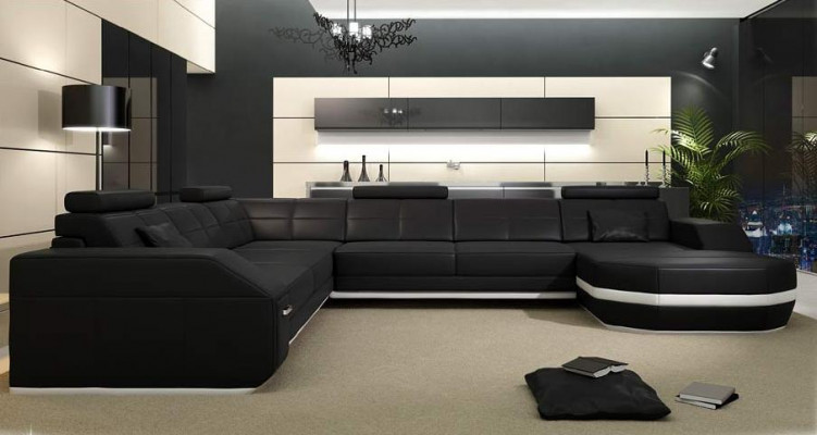 Żywy krajobraz Skórzana sofa kanapa Narożnikowa kanapa Narożnik Ustaw Design Nowoczesna Sofa z USB