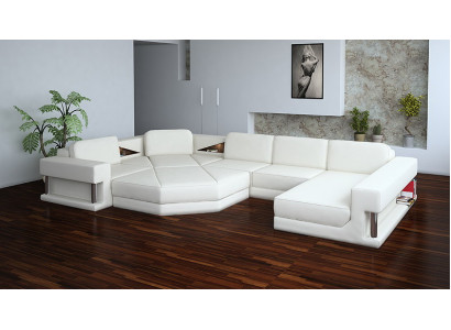 Nowoczesna Narożnikowa kanapa z USB Couch Podkładka Skóra Design Sofa Ustawić Żywy krajobraz