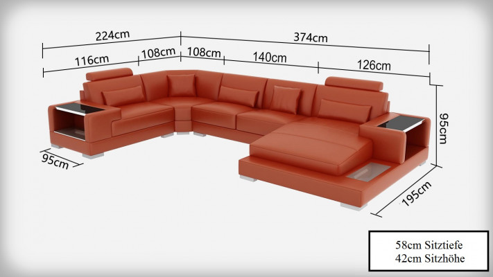 Żywy krajobraz Podkładka Narożnik Narożnik Sofa z USB Ustawić Landscape Skóra Wetzlar