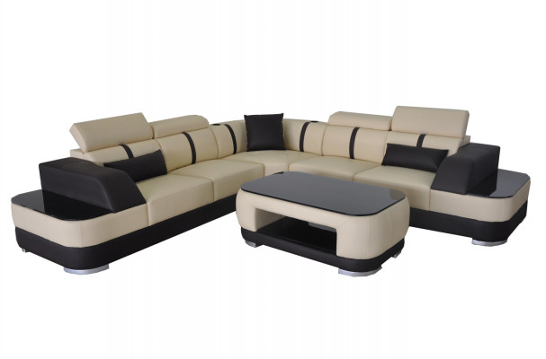 Narożnik Sofa + USB Skóra Podkładka Narożnik Ustawić Kanapy L Form+Tabela Żywy krajobraz