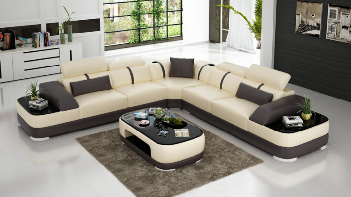 Narożnik Sofa + USB Skóra Podkładka Narożnik Ustawić Kanapy L Form+Tabela Żywy krajobraz