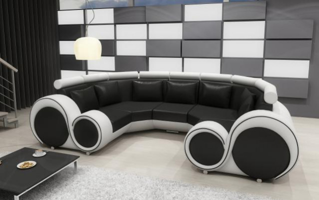 Ekskluzywna nowoczesna skórzana sofa ze sztuczną skórą premium z drewnianym stelażem