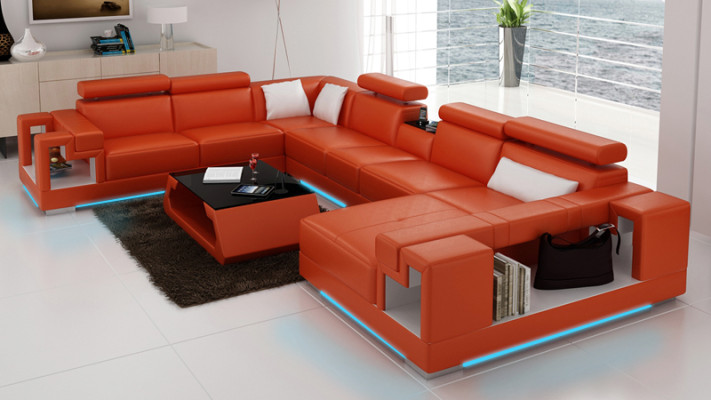 Skórzana sofa sofa kanapa Żywy krajobraz Narożnikowa kanapa Narożnik Ustaw Design Modern U K5001
