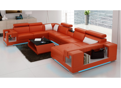 Skórzana sofa sofa kanapa Żywy krajobraz Narożnikowa kanapa Narożnik Ustaw Design Modern U K5001