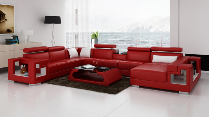 Skórzana sofa sofa kanapa Żywy krajobraz Narożnikowa kanapa Narożnik Ustaw Design Modern U K5001