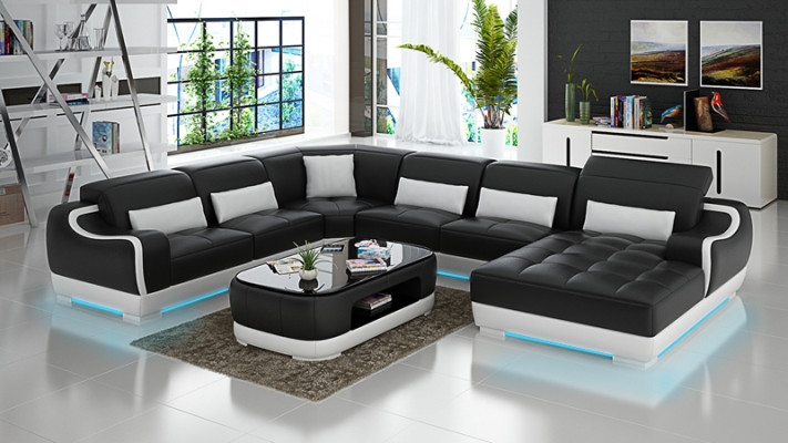Skórzana sofa Podkładka Siedziba Narożnik Sofa Ustawić Żywy krajobraz Salon Kanapa G8025