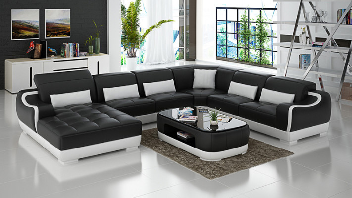 Skórzana sofa Podkładka Siedziba Narożnik Sofa Ustawić Żywy krajobraz Salon Kanapa G8025