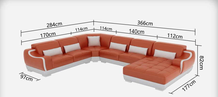 Skórzana sofa Podkładka Siedziba Narożnik Sofa Ustawić Żywy krajobraz Salon Kanapa G8025