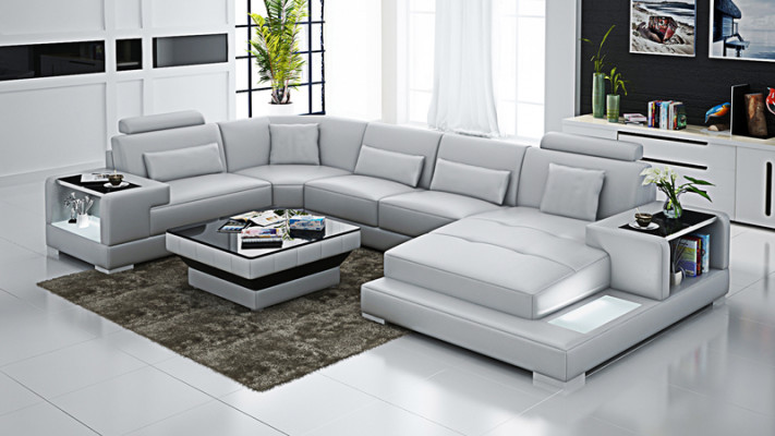 Skórzana sofa kanapa Żywy krajobraz Narożnik kanapa Narożnik Ustaw Design Modern Sofa G8023