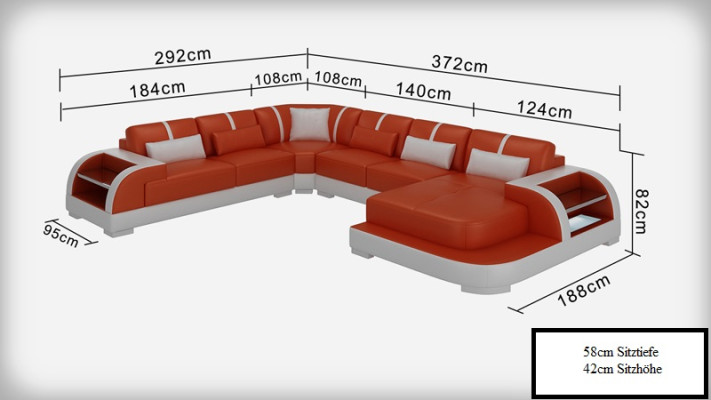 Skórzana sofa kanapa Żywy krajobraz Narożnikowa kanapa Narożnik Ustaw Design Modern Sofa