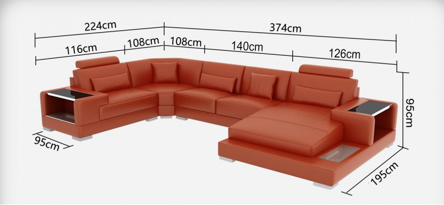 Skórzana sofa Żywy krajobraz Ustawić Design Nowoczesna Narożnik Sofa Kształt U G8023