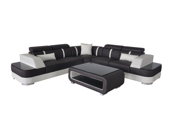 Narożnik Sofa Skóra Podkładka Narożnik Siedziba Ustawić Kanapy L Form + Tabela Żywy krajobraz