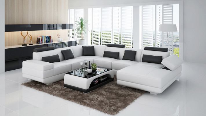 Skórzana sofa kanapa Żywy krajobraz Narożnik kanapa Narożnik Ustaw Design Nowoczesna Sofa Beige USB