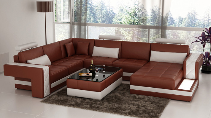 Żywy krajobraz Podkładka Narożnik Narożnik Sofa z USB Ustawić Landscape Skóra Nowy 2723B