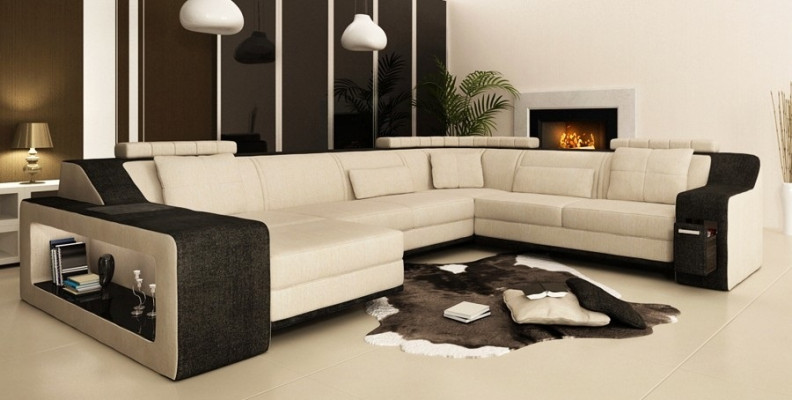 Nowoczesny Żywy krajobraz Podkładka Narożnikowa kanapa Sofa Kanapa Narożnik Ustawić Włókienniczy Sofy +USB
