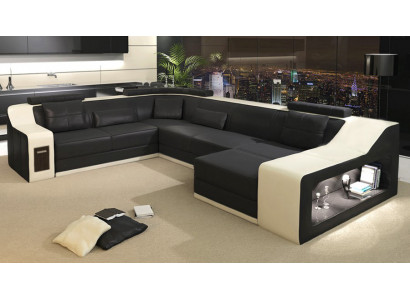 Skórzana sofa kanapa Żywy krajobraz Narożnik kanapa Narożnik Ustaw Design Nowoczesna Sofa z USB