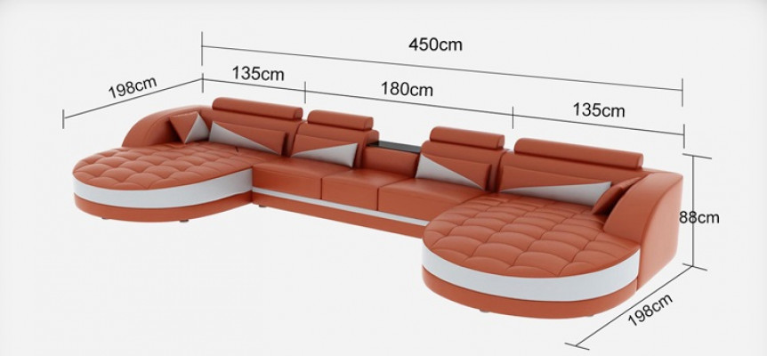 Narożnik Sofa Podkładka Kanapa Siedziba Ustawić Modern U Shape Żywy krajobraz Narożnik Skóra