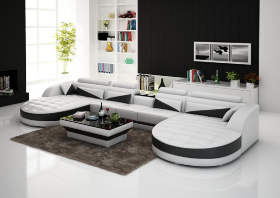Skórzana sofa kanapa Żywy krajobraz Narożnik kanapa Narożnik Ustaw Design Nowoczesna Sofa G8018D