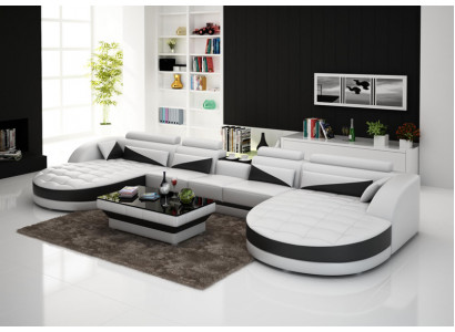 Skórzana sofa kanapa Żywy krajobraz Narożnik kanapa Narożnik Ustaw Design Nowoczesna Sofa G8018D
