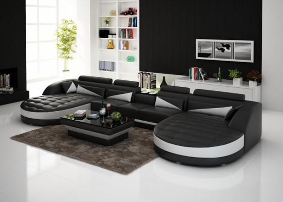 Skórzana sofa kanapa Żywy krajobraz Narożnik kanapa Narożnik Ustaw Design Nowoczesna Sofa G8018D