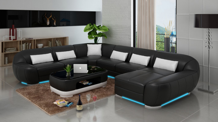 Skórzana sofa kanapa Żywy krajobraz Narożnik kanapa Narożnik Ustaw Design Modern Sofa G8022