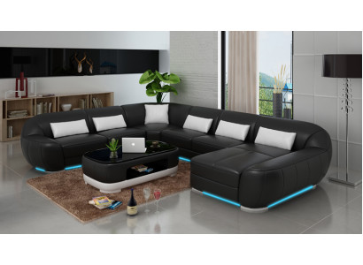 Skórzana sofa kanapa Żywy krajobraz Narożnik kanapa Narożnik Ustaw Design Modern Sofa G8022