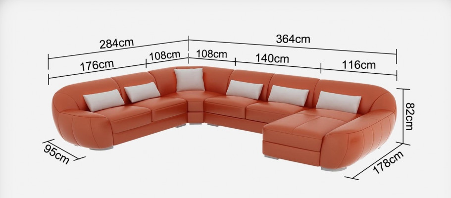 Skórzana sofa kanapa Żywy krajobraz Narożnik kanapa Narożnik Ustaw Design Modern Sofa G8022