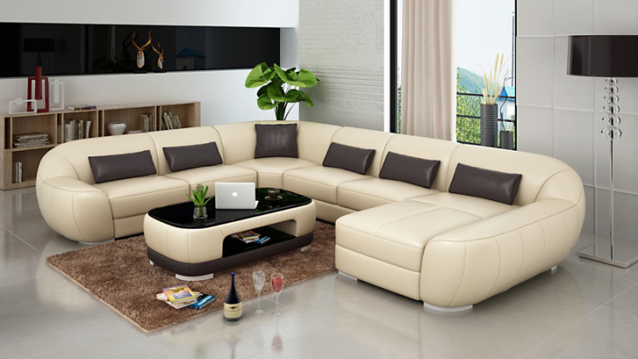 Skórzana sofa kanapa Żywy krajobraz Narożnik kanapa Narożnik Ustaw Design Modern Sofa G8022